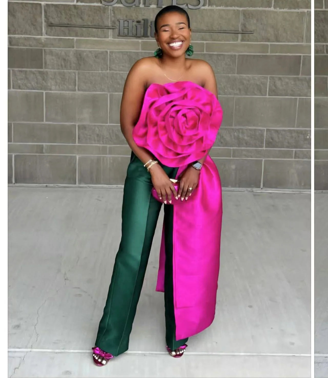 CM.YAYA Women Fashion 3D Flower Applique Strapless Side Crop Top 2025 Summer Vintage Streetwear INS Asymmetrical Tee Tops