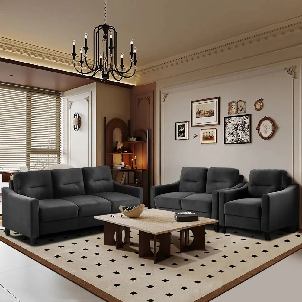 Modern Comfortable Sectional Couch, Flannelette Fabrics Velvet Sofas for Living Room, Bedroom, Office