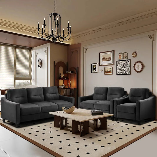 Modern Comfortable Sectional Couch, Flannelette Fabrics Velvet Sofas for Living Room, Bedroom, Office