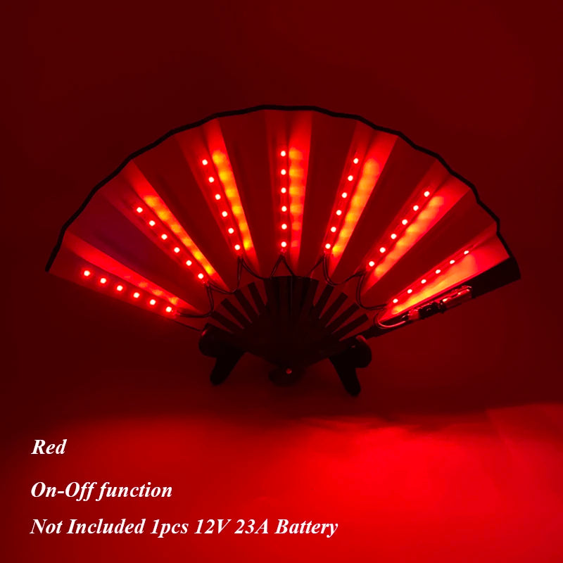Halloween Carnival party lighting supplies 10inches  LED neon light rave fan  folding luminous fan glowing in the party