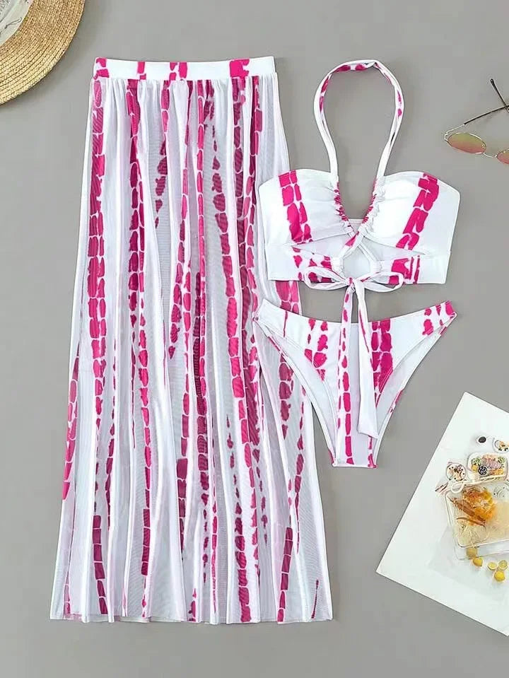 New Hot Sale Of The Season Women's Bikini Swimsuit Three-Piece Set Printed Separate Design Swimming Costume Female Fashionable B