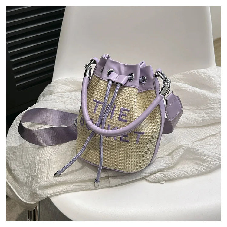 New Fashion Women's Bucket Bag Trend Brand Straw Shoulder Bag High Quality Casual Elegant Crossbody Bag Designer Luxury Handbag