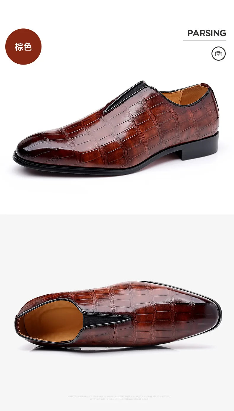 Szie 48 Business Men's Shoes Casual PU Leather Shoes for Men Breathable Loafers Comfortable Classic LowCut Embossed Formal Shoes