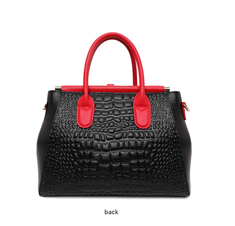 New Crocodile Pattern Women's Handbag Fashionable and Trendy Large Capacity Luxury Cowhide Commuter Shoulder Bag