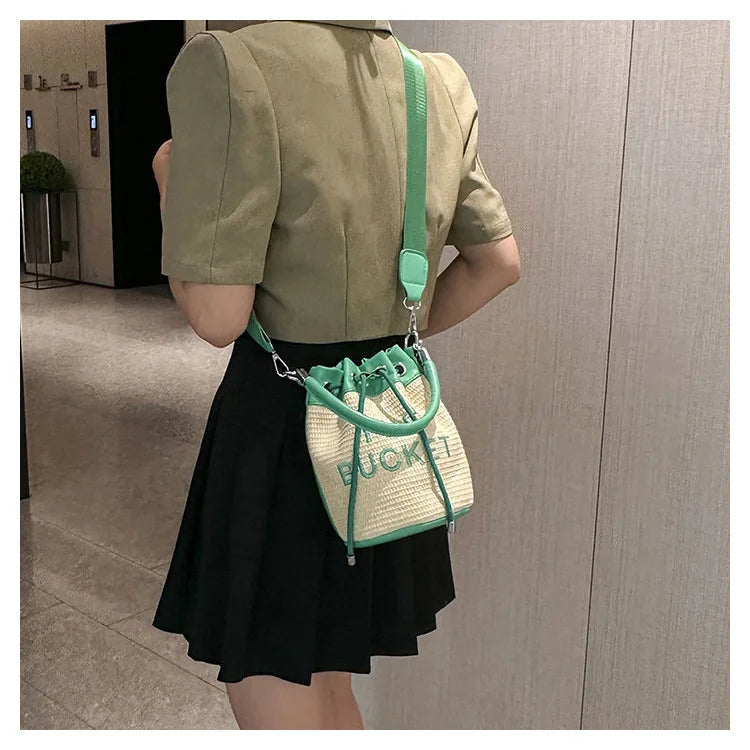 New Fashion Women's Bucket Bag Trend Brand Straw Shoulder Bag High Quality Casual Elegant Crossbody Bag Designer Luxury Handbag