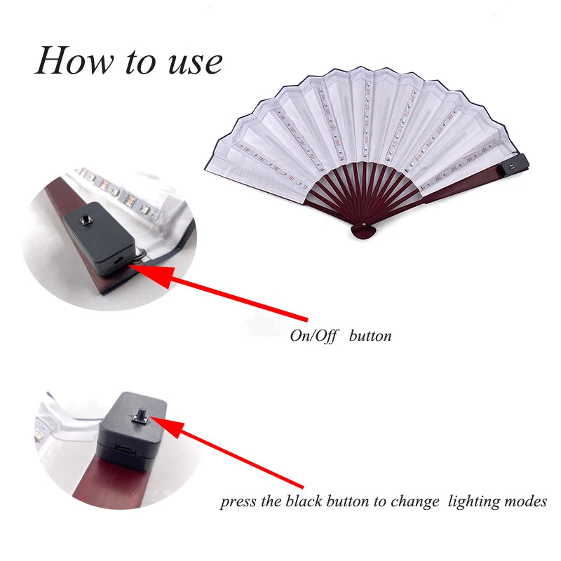 Halloween Carnival party lighting supplies 10inches  LED neon light rave fan  folding luminous fan glowing in the party