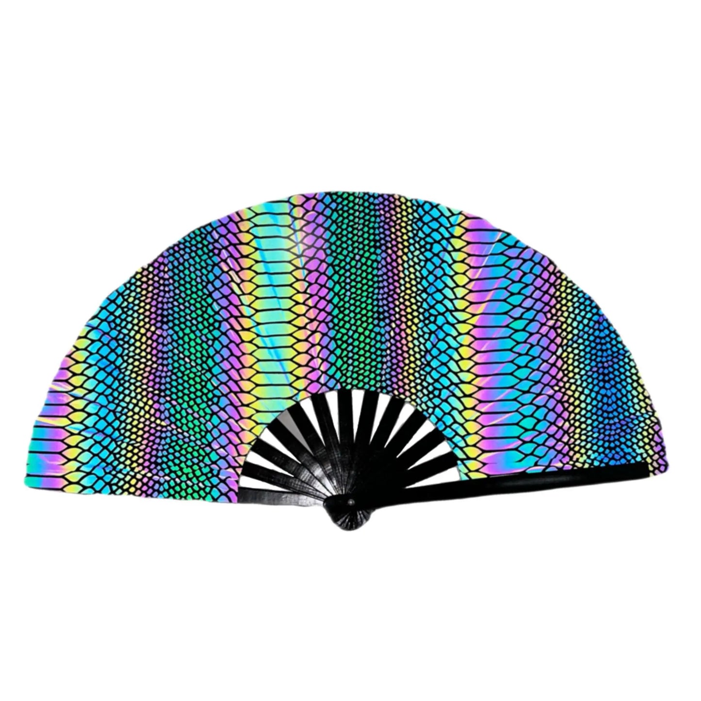 New Foldable Bamboo Fan 33cm Lightweight Holding Laser Colors Hand Fan Portable PVC Clack Clapping Fans for Line Dancing