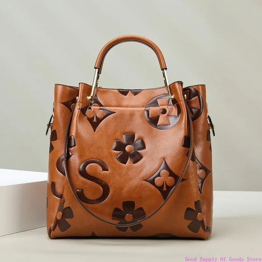 New Bag: Bucket Bag, Fashionable Texture, Embossed Women's Handbag, Large Capacity Mother and Child Bucket Bag, Mommy Bag