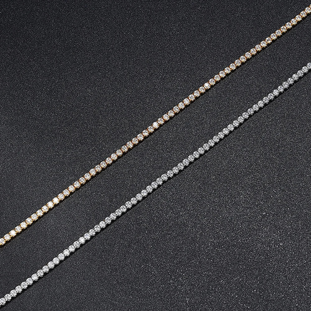 Serenity D Color 2mm Full Moissanite Tennis Necklace Women S925 Silver Neck Strap Choker Clavicle Chain Plated 18K Fine Jewelry