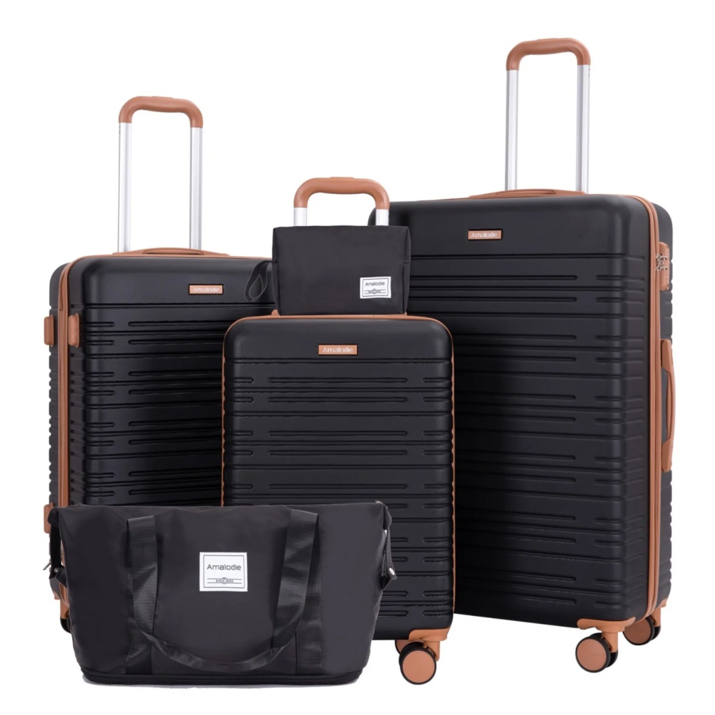 Luggage sets 5 Pieces,Hardshell Suitcase set with Double Spinner Wheel,Travel Case with TSA Lock and Weekend Duffle Bag