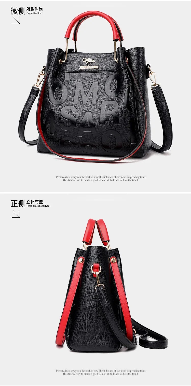 2025 New Crossbody Bag Large Capacity Popular on The Internet Same Western Style Soft Leather Embossed Shoulder Handbag