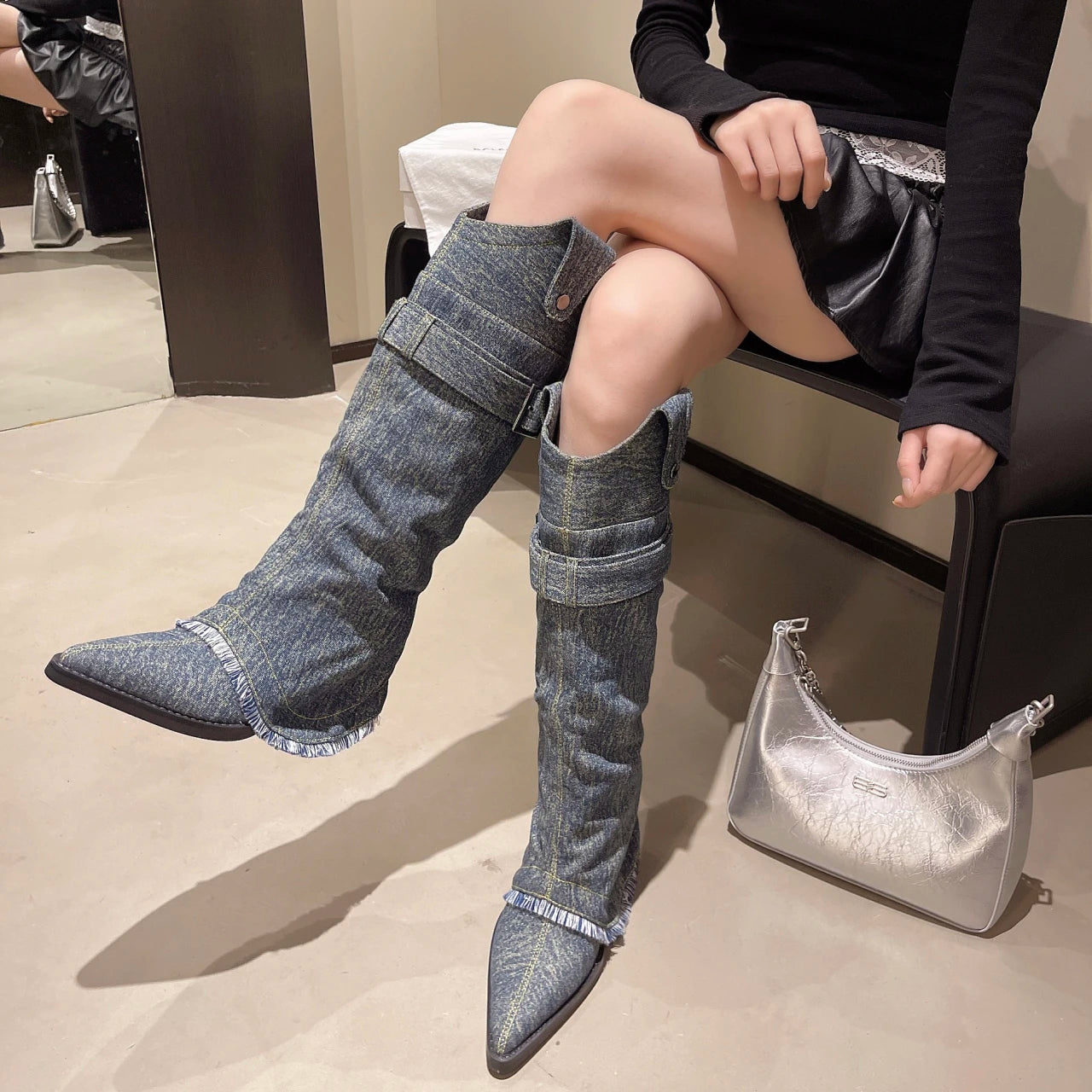 2025 retro fashion high boots pointed fashion new cowboy knight temperament western boots