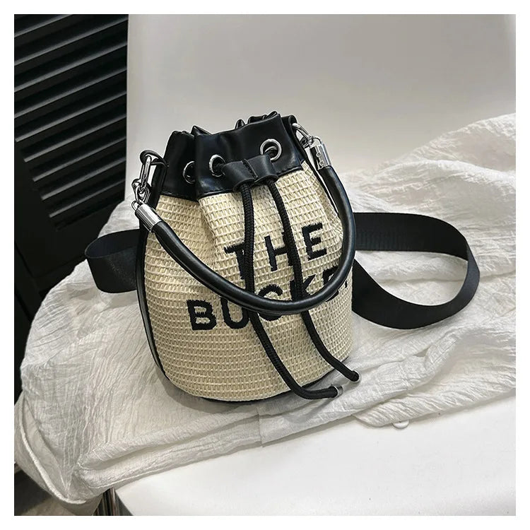 New Fashion Women's Bucket Bag Trend Brand Straw Shoulder Bag High Quality Casual Elegant Crossbody Bag Designer Luxury Handbag