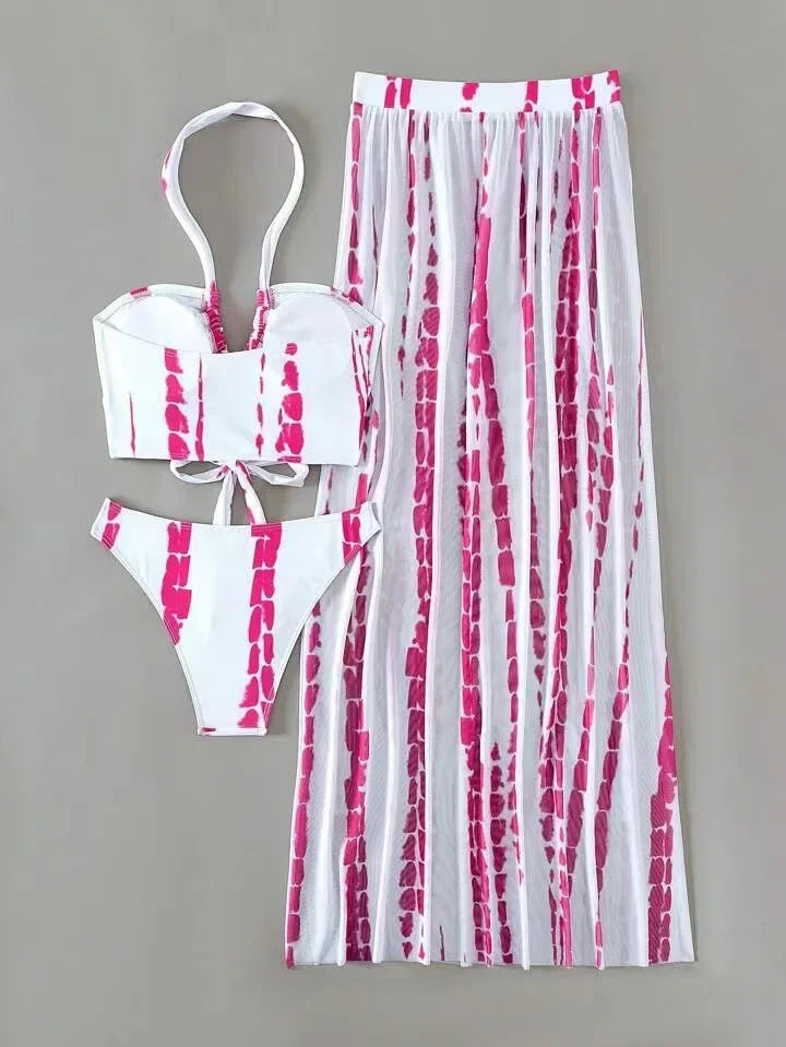 New Hot Sale Of The Season Women's Bikini Swimsuit Three-Piece Set Printed Separate Design Swimming Costume Female Fashionable B