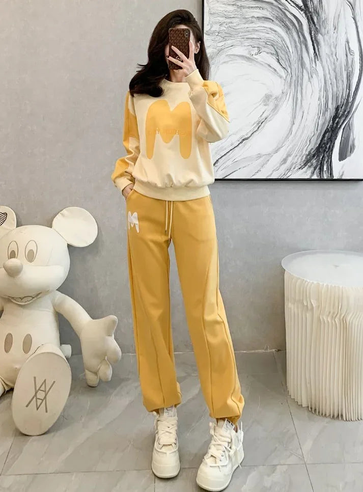 Pant Sets for Women 2 Pieces Autumn Winter Fashion Casual Trousers Woman Korean Style Xxl Cheap New Matching Groups Of Tailor In