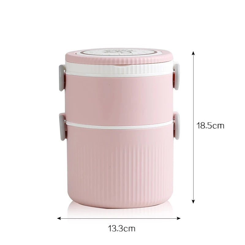 Double Layer Lunch BOX With Spoon Handle Food Storage Container School Kid Bento Box Office Picnic Camping Lunch Box Tiffin Box