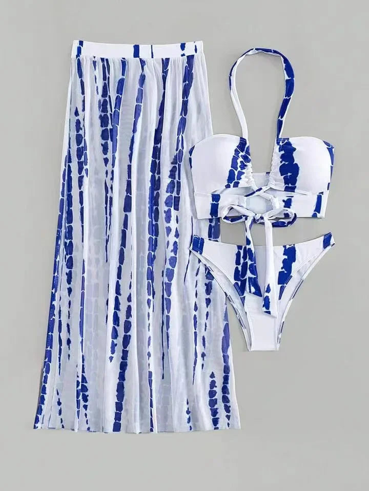 New Hot Sale Of The Season Women's Bikini Swimsuit Three-Piece Set Printed Separate Design Swimming Costume Female Fashionable B