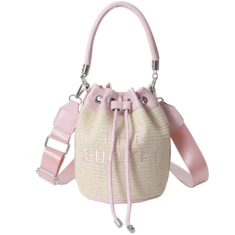 New Fashion Women's Bucket Bag Trend Brand Straw Shoulder Bag High Quality Casual Elegant Crossbody Bag Designer Luxury Handbag