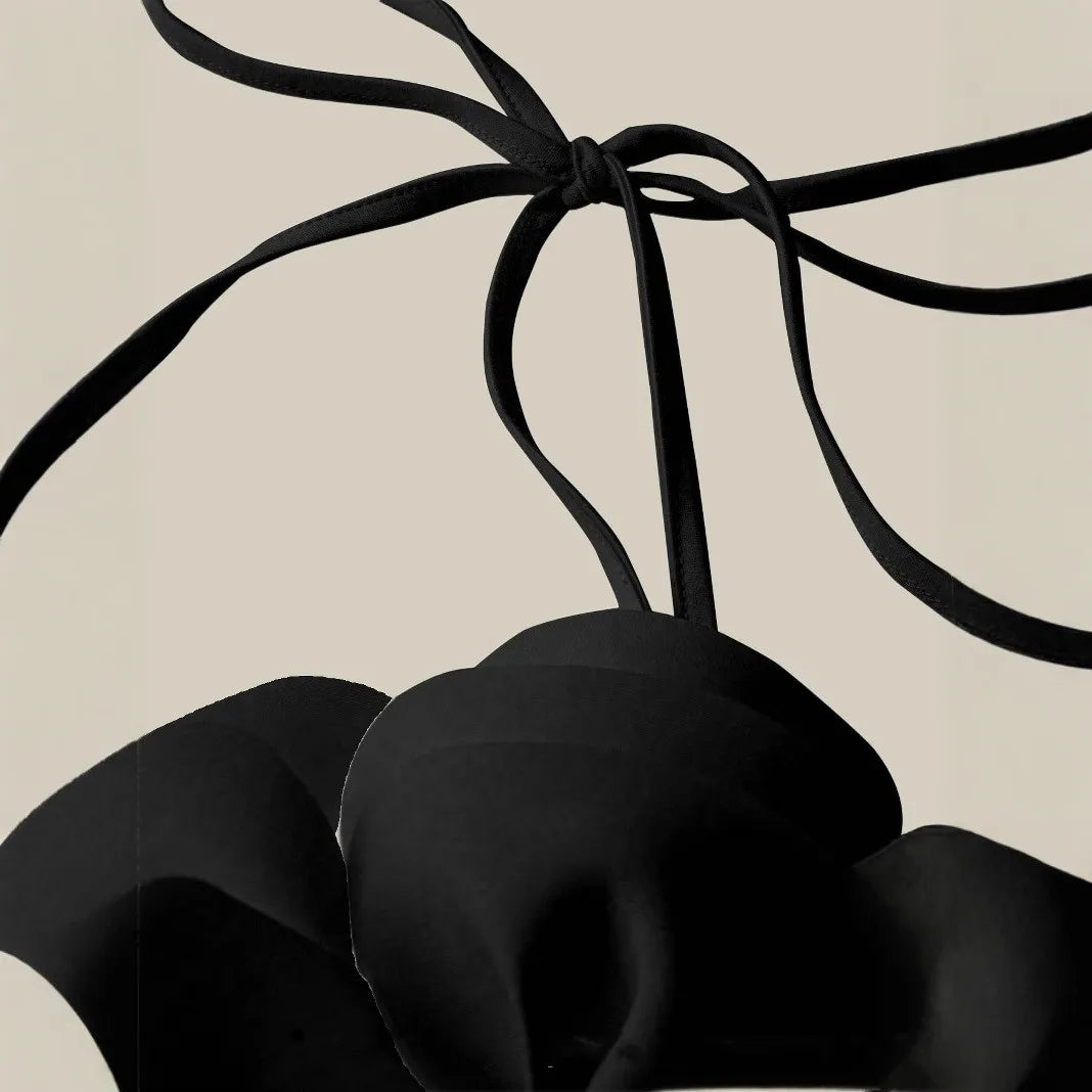 Joskaa 2025 Summer Women's 3D Flower Chic Tops Sexy Halter Lace-Up Backless Crop Camisole Vacation Party Club Beachwear S-XXL