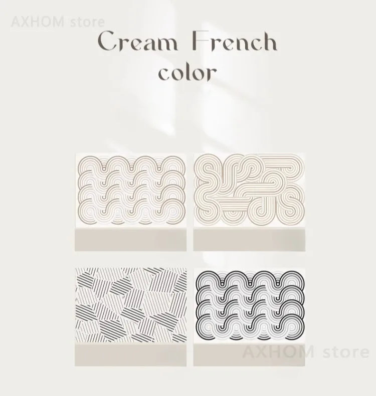 French Cream Living Room Carpet Striped Gradient Wave Rug Minimalist Geometric Decorative Rugs Easy Care Bedroom Carpets Ковер