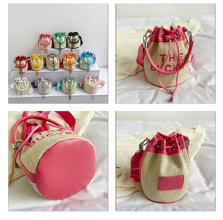 New Fashion Women's Bucket Bag Trend Brand Straw Shoulder Bag High Quality Casual Elegant Crossbody Bag Designer Luxury Handbag