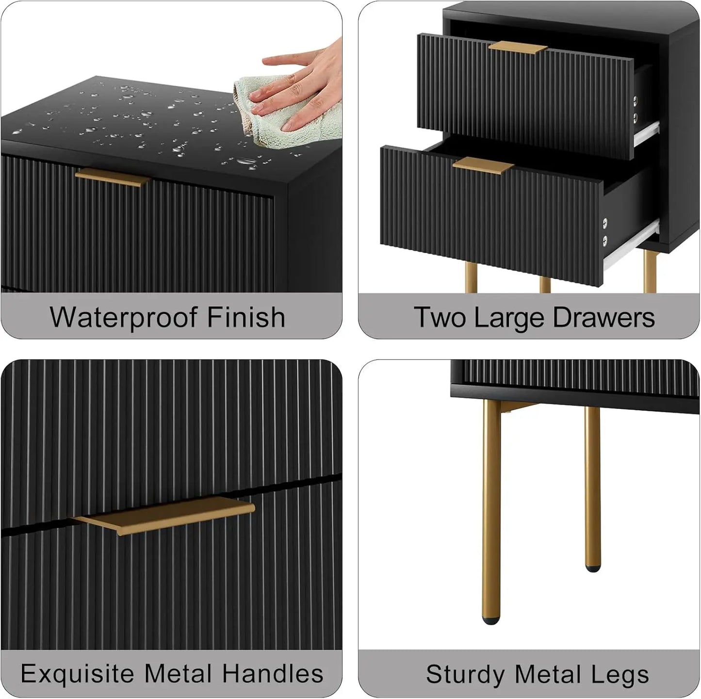 Nightstand,Small Bedside Table With Gold Frame,White Night Stand,Bedside Furniture,Side Table With Drawer And Shelf For