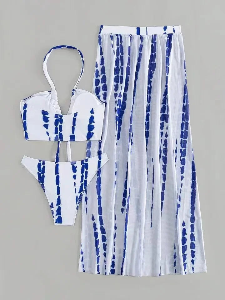 New Hot Sale Of The Season Women's Bikini Swimsuit Three-Piece Set Printed Separate Design Swimming Costume Female Fashionable B