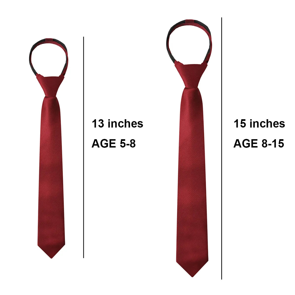 Boys Girls Neckties Kids Zipper Solid  Adjustable Accessories Teenager Students Photograph Perform Tie 6-16 Years Old