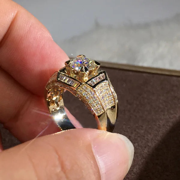 14K Gold 3 Carats Diamond Ring for Men Rock 14k Gold Jewelry Anillo Esmaltado Silver 925 Jewelry Bague Diamant Bizuteria Rings