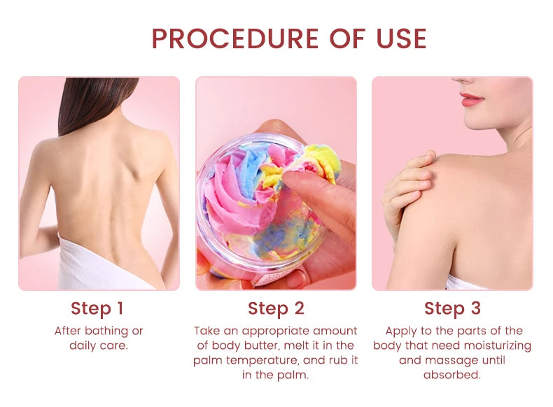 190g Rainbow Whipped Body Butter Skin Brighten Nourishing Hydrating Vegan Shea Butter Olive Oil Moisturizing Smooth Skin Dryness