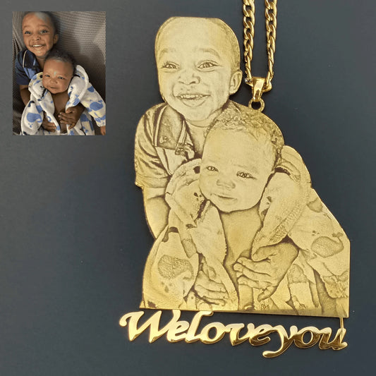 Custom Picture Nameplate Pendant Custom Photo Necklace Engraved Portrait Necklace Christmas Gift for Kids Jewelry Family  Gifts