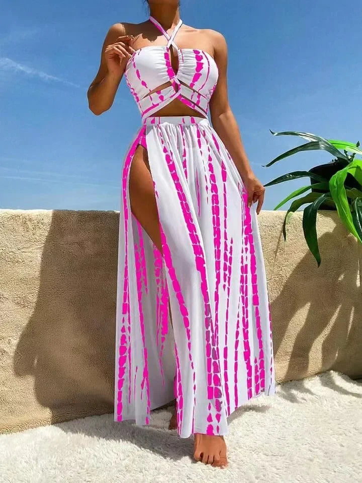 New Hot Sale Of The Season Women's Bikini Swimsuit Three-Piece Set Printed Separate Design Swimming Costume Female Fashionable B