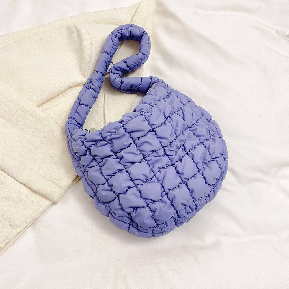 Lattice Pattern Shoulder Crossbody Bags Pleated Bubble Handbags Women Large Capacity Tote Bags Padded Ladies Quilted Shopper Bag