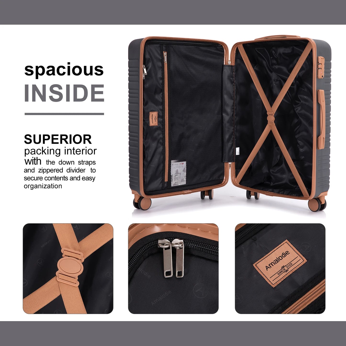 Luggage sets 5 Pieces,Hardshell Suitcase set with Double Spinner Wheel,Travel Case with TSA Lock and Weekend Duffle Bag