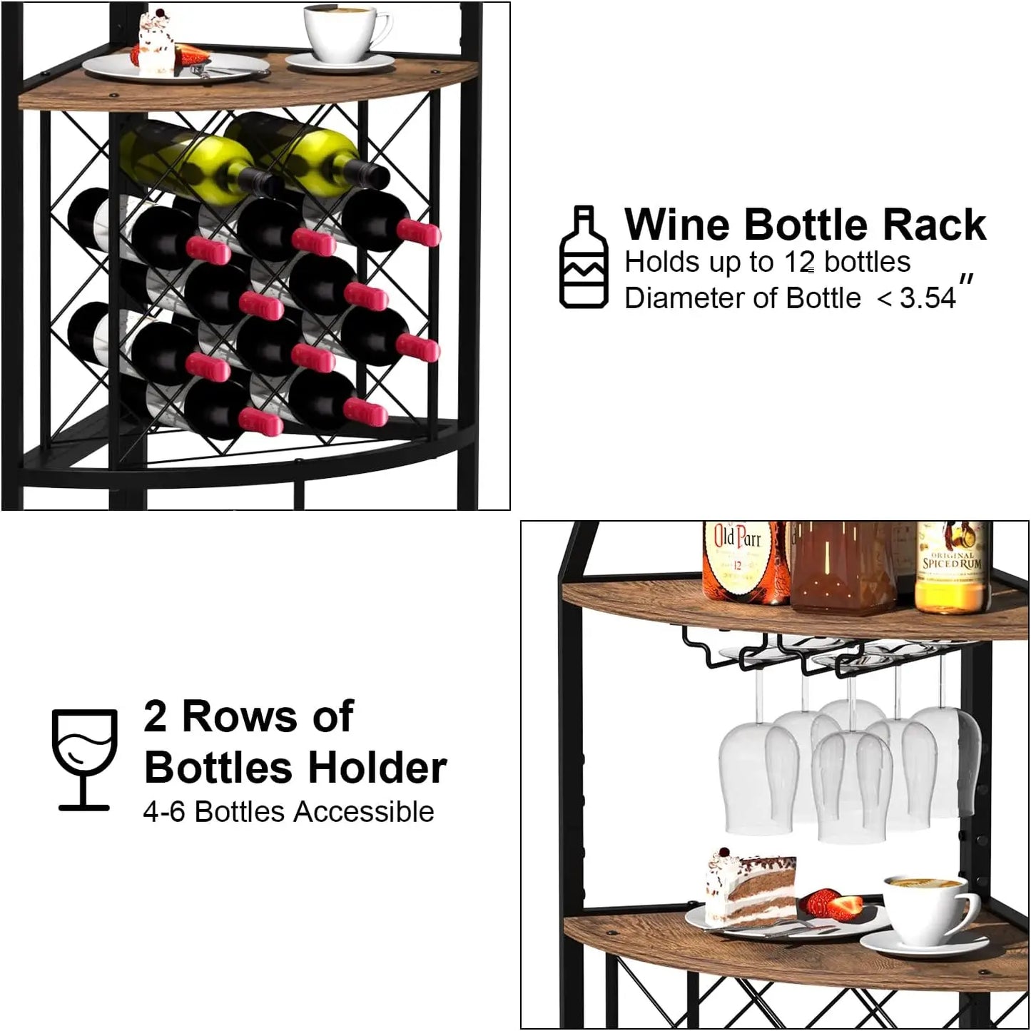 5-Tier Corner Wine Rack With Led Light Floor Standing Wine Rack With Glass Holder And Bottles Wine Storage Home Bar Furniture