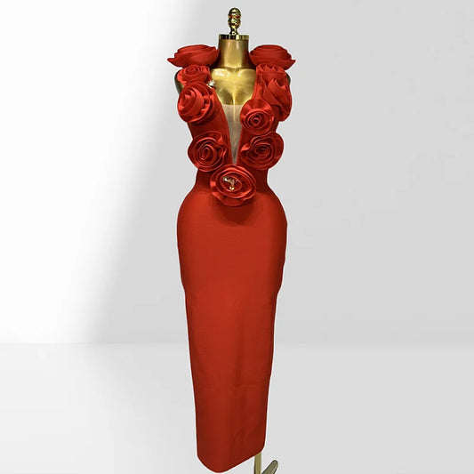 Red And Black Sexy Plow Cut Package Hip Floor Length Dress Graceful Woman Party Dress Cocktail Party Outfit