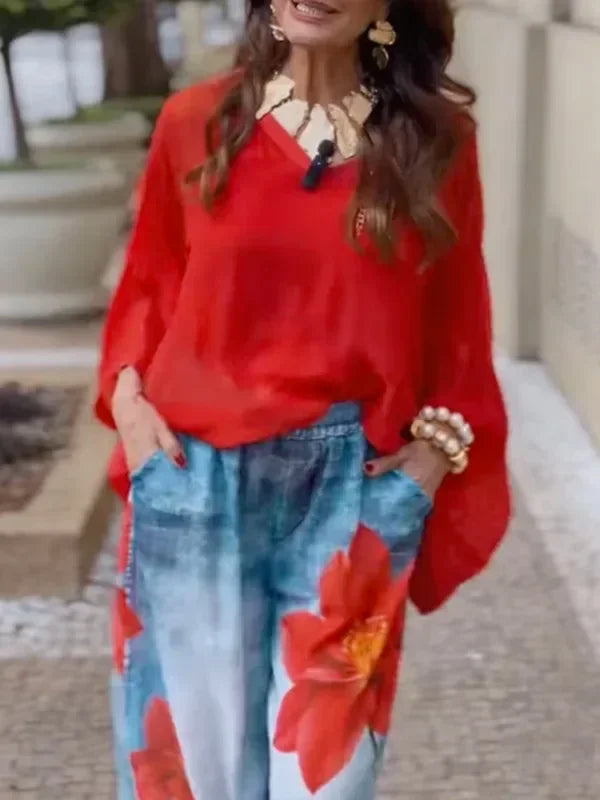 Krisstargirl Summer Women's Urban Flower Printed Pants 2025 New Loose Casual Hight Waist Wide Leg Trousers Bottoms for Woman