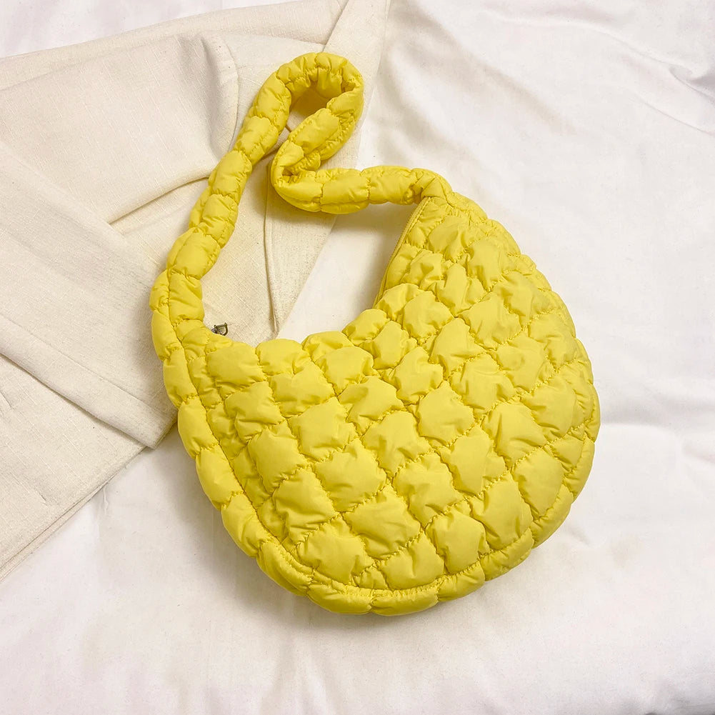 Lattice Pattern Shoulder Crossbody Bags Pleated Bubble Handbags Women Large Capacity Tote Bags Padded Ladies Quilted Shopper Bag