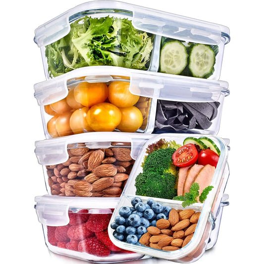 5 Pack 36 Oz Glass Meal Prep Containers - Dishwasher Microwave Freezer Oven Safe - Glass Storage Containers with Lids