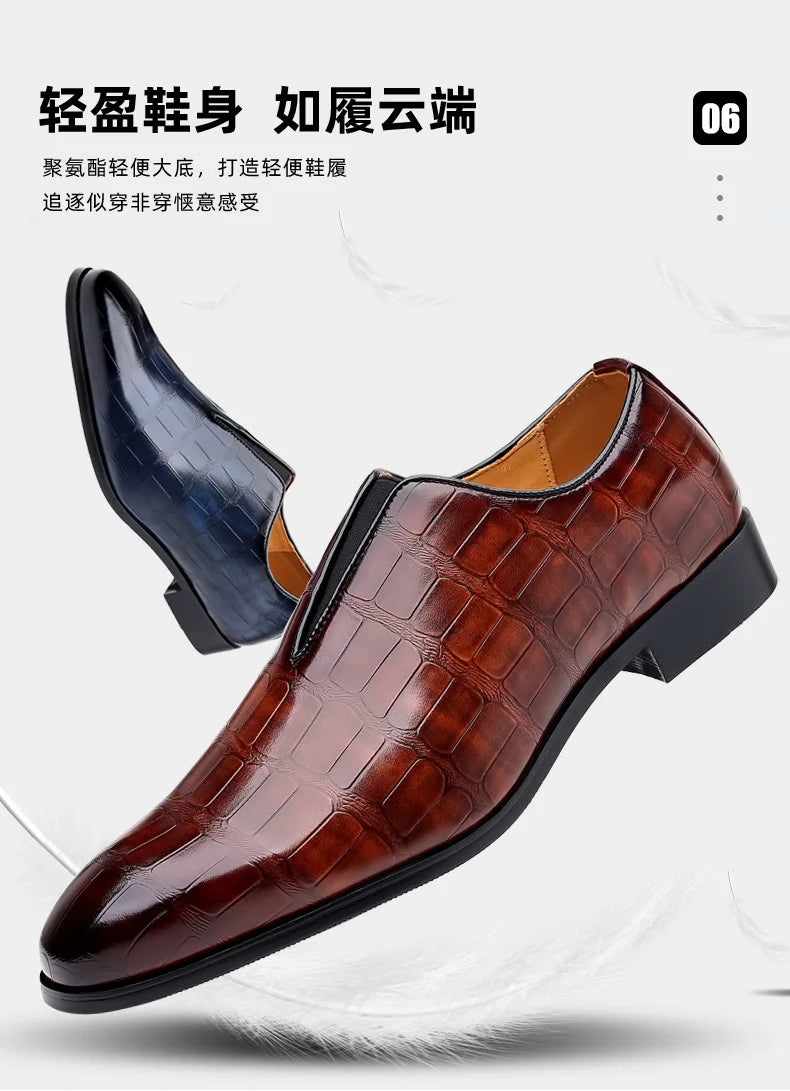 Szie 48 Business Men's Shoes Casual PU Leather Shoes for Men Breathable Loafers Comfortable Classic LowCut Embossed Formal Shoes