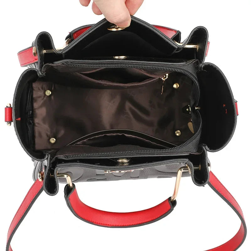 2025 New Crossbody Bag Large Capacity Popular on The Internet Same Western Style Soft Leather Embossed Shoulder Handbag