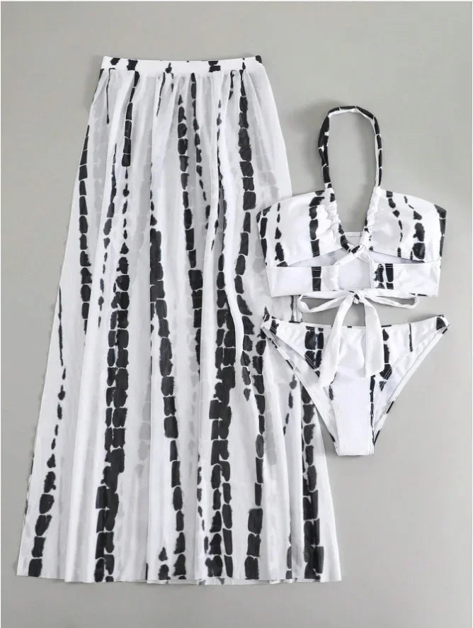 New Hot Sale Of The Season Women's Bikini Swimsuit Three-Piece Set Printed Separate Design Swimming Costume Female Fashionable B