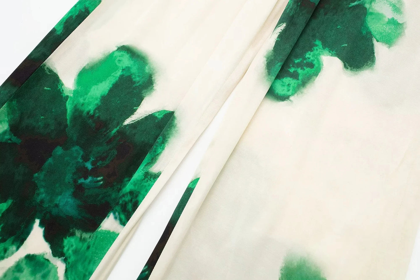 TRAFZA Women Fashion Floral Print Wide Leg Pants Loose Casual High Waist Drawstring Trousers Elegant Woman High Street Pant