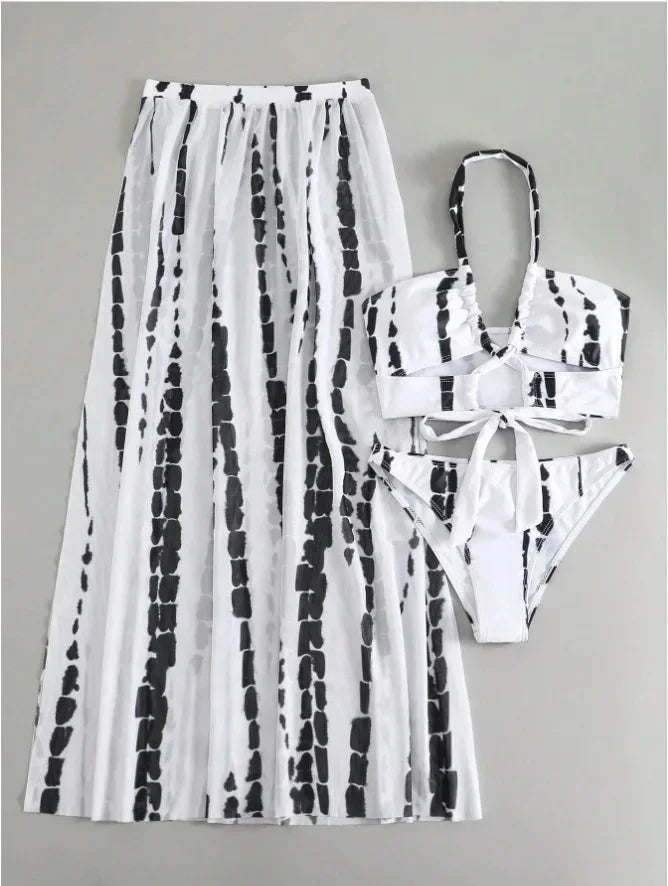 New Hot Sale Of The Season Women's Bikini Swimsuit Three-Piece Set Printed Separate Design Swimming Costume Female Fashionable B