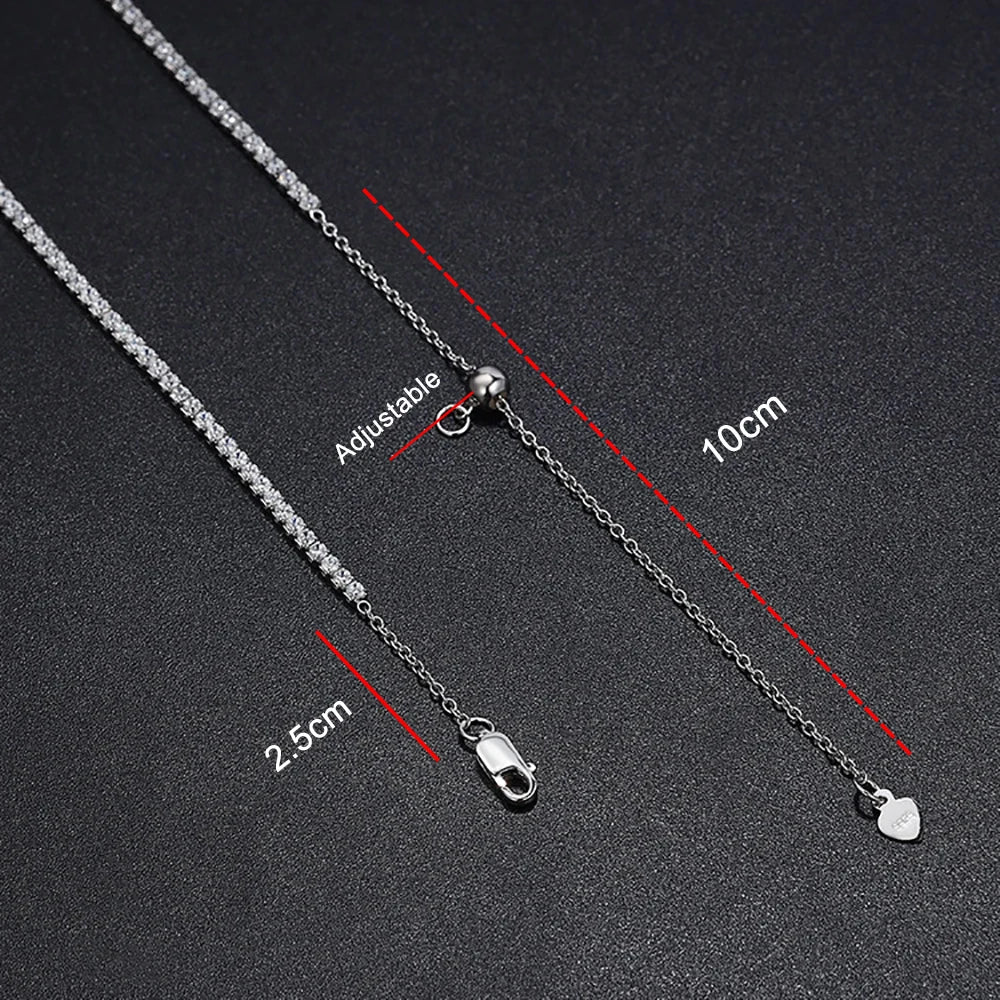 Serenity D Color 2mm Full Moissanite Tennis Necklace Women S925 Silver Neck Strap Choker Clavicle Chain Plated 18K Fine Jewelry