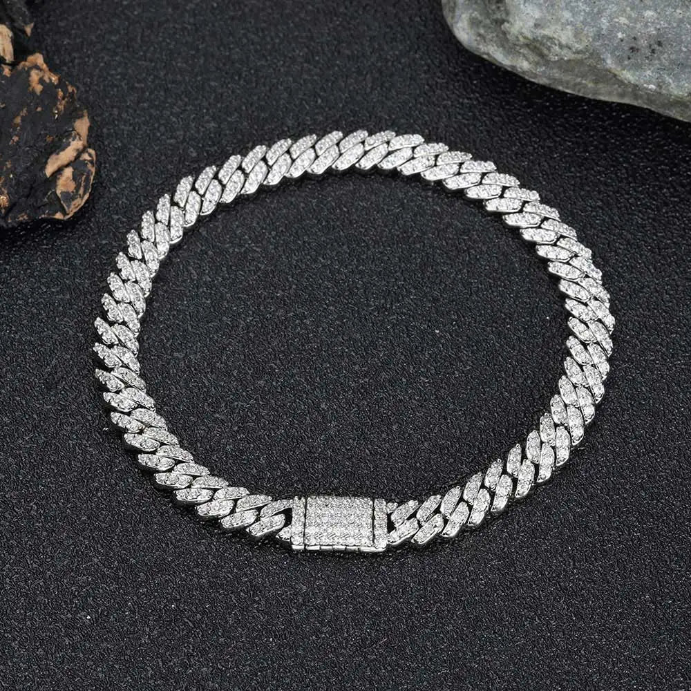 New 6mm Bling Iced Out CZ Zircon Bracelet Hip Hop Personality Miami Cuban Link Charm Bracelet for Men Women