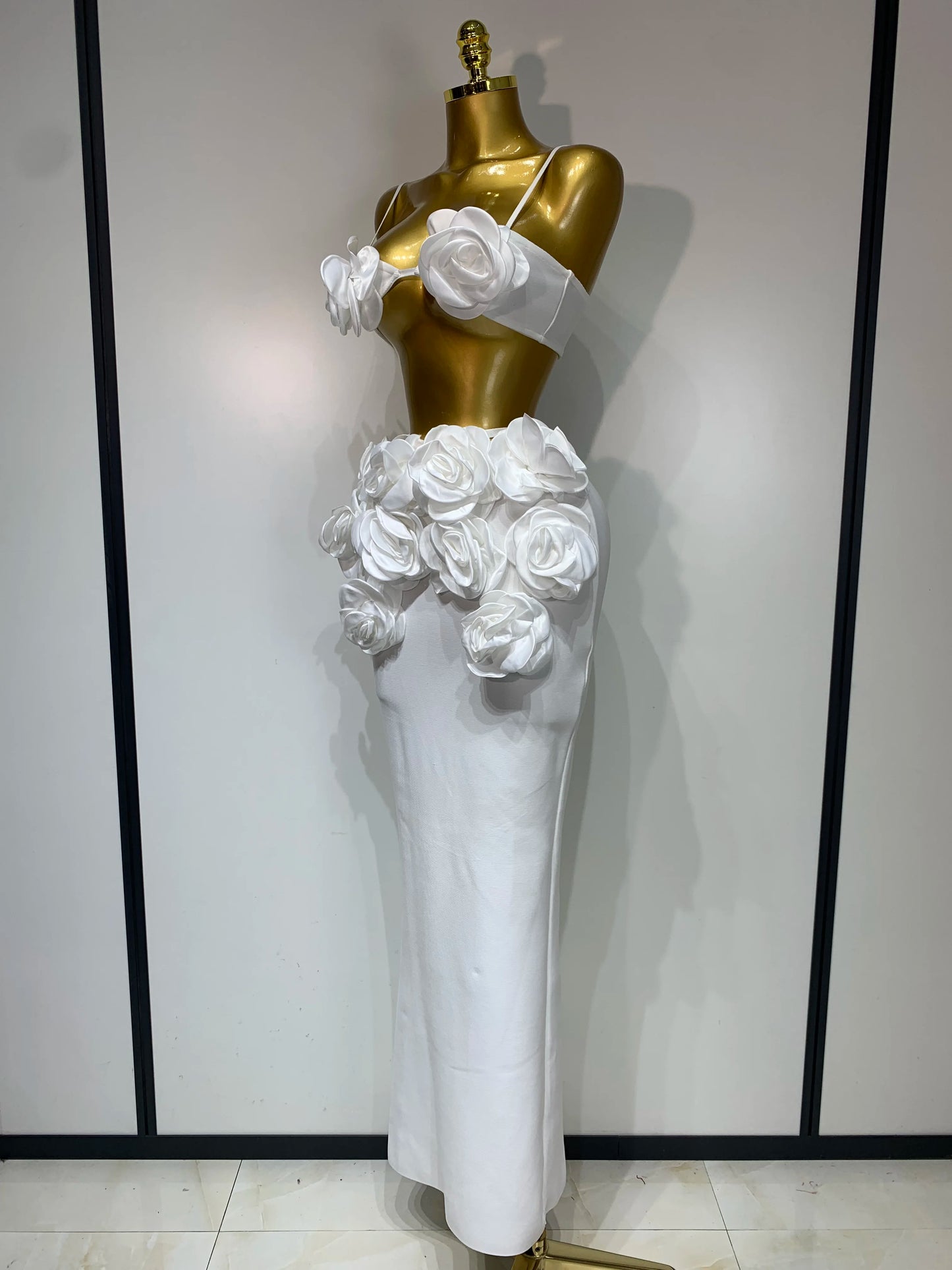 Women Sexy Camisole Floral Bandage Long Skirts 2-Piece Set 2025 Celebrity Elegant Party Cocktail Prom Gown Nightclub Outfit