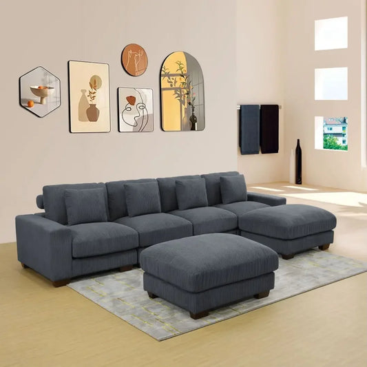 Minimalist Dark Grey Corduroy Living Room 1-6 Pcs Sofa Set Living Room Furniture Nordic Couch Luxury Modern Sofas Lounge Chair
