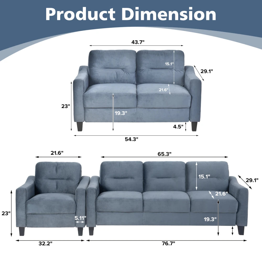 Modern Couch Comfortable Sectional Couches Set Flannelette Fabrics Velvet Sofas for Living Room Bedroom Office