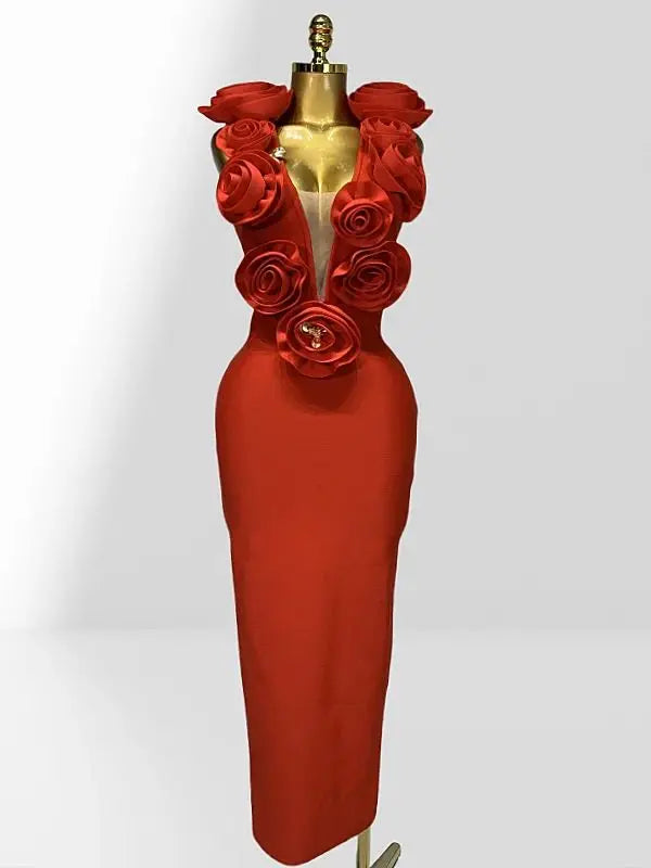 Red And Black Sexy Plow Cut Package Hip Floor Length Dress Graceful Woman Party Dress Cocktail Party Outfit